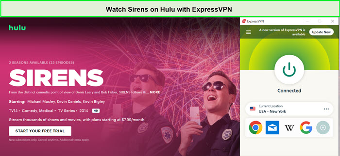 Watch-Sirens-in-Singapore-on-Hulu-with-ExpressVPN